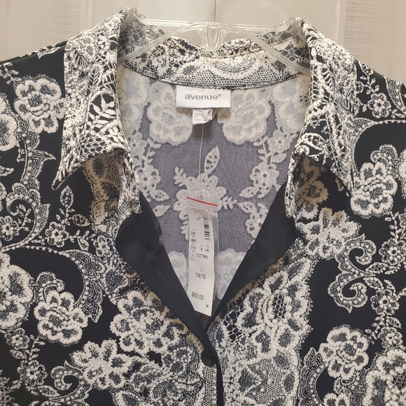 NWT Avenue Dress B&W Short Sleeve, Button, Collar Size 14/16 - Picture 6 of 16